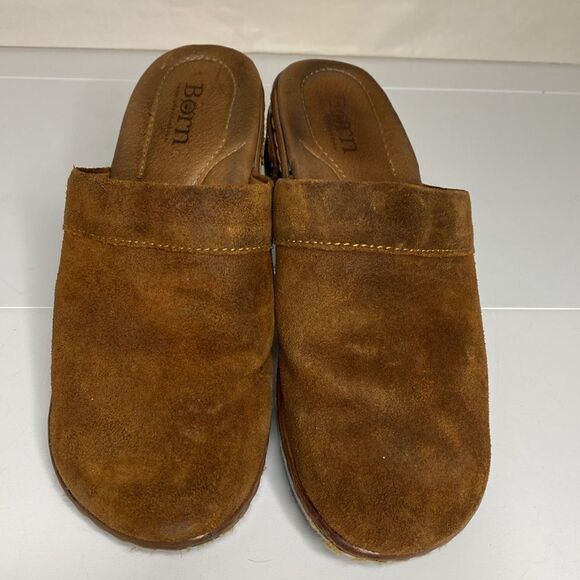 BORN Suede/Leather Comfort Clogs - Picture 4 of 13